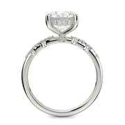 Diana Round Cut Pave Hidden Halo 4 Prong Claw Set Engagement Ring Setting - Nivetta
